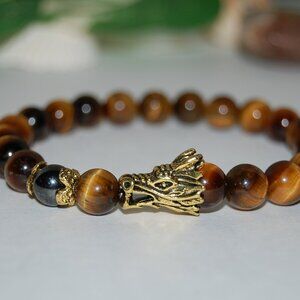 Dragon Bracelet,Tiger Eye Bracelet,Dragon Head Bracelet,Tiger Eye and Dragon